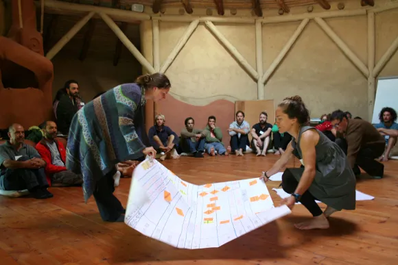 Introducing the timetable during a permaculture course - shared by Antonio Scotti